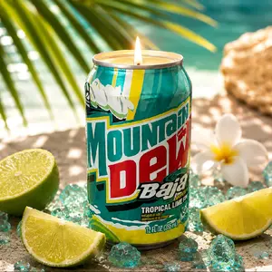 Baja Blast Inspired Tropical Lime Candle | Hand-Poured Soy Wax Candle | Repurposed Can Candle | 12 oz