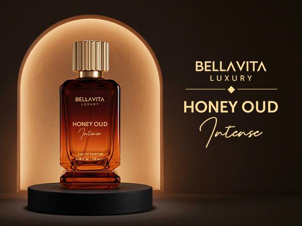 Bellavita Luxury Honey Oud Intense Eau De Parfum | Long-Lasting Unisex Perfume | 100 ml | Honey, Oud, Vanilla & Amber Fragrance | Rich Oriental Woody Perfume for Men & Women