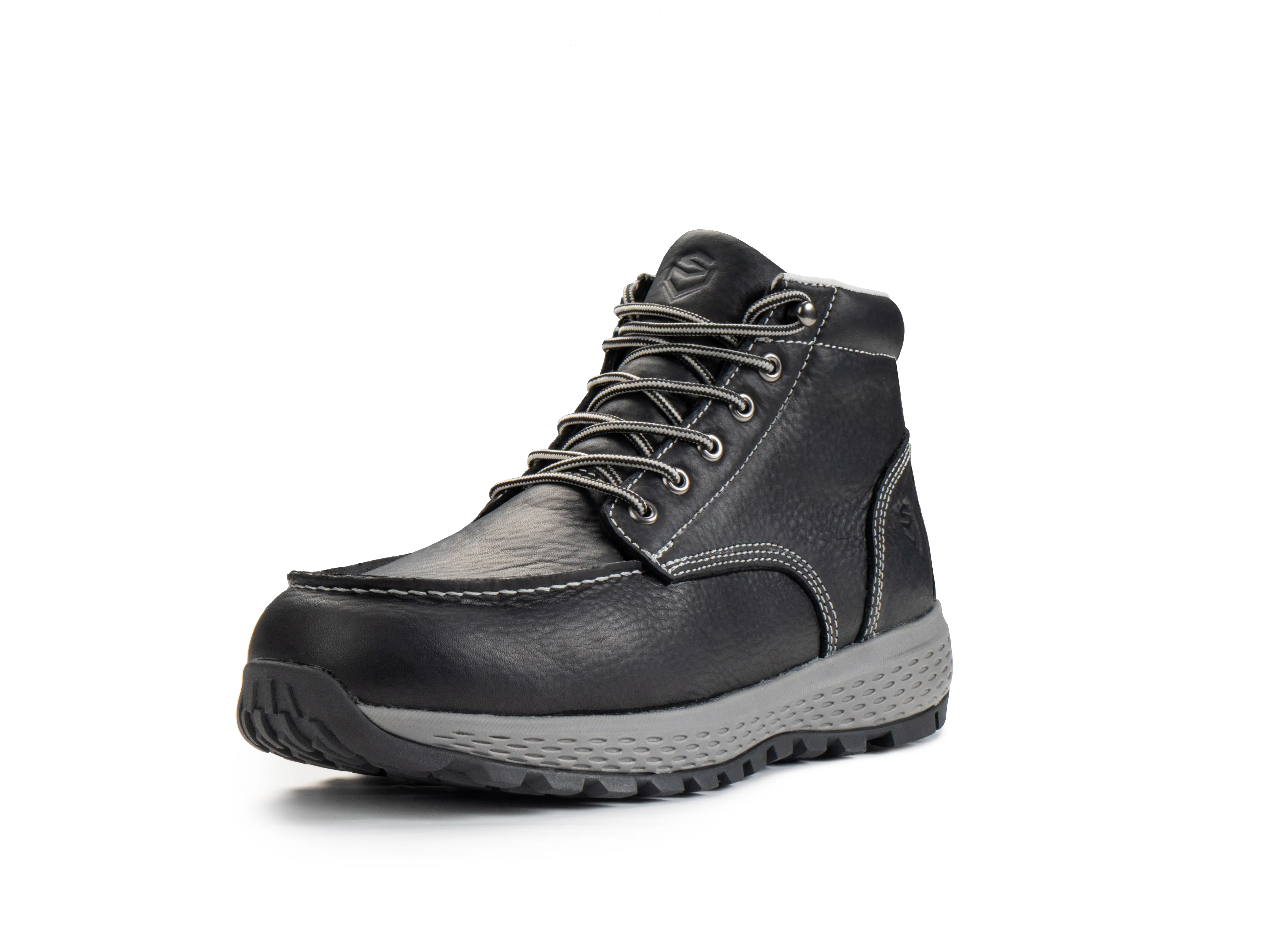 SUREWAY Men's Work Boots Brown Black | Lightweight Casual Wedge Soft Moc Toe - Comfort Insole, Oil/Slip Resistant, Construction Industrial Safety Working Boots