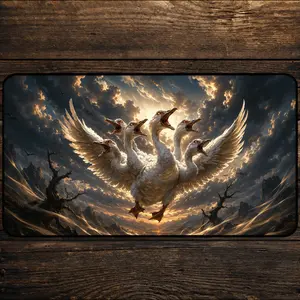 King of Chaos Goose Playmat for MTG Silly Geese Landscape TCG CCG Gaming Anime Desk Mat Trading Card Gaming Mat