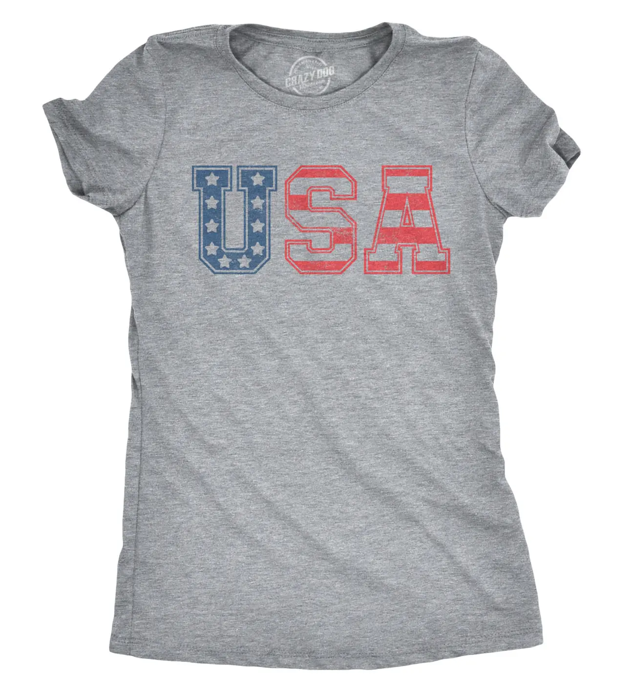 Womens USA Vintage T Shirt 4th Of July Independence Day T Shirt Patriotic America Funny Womens T Shirts Cute Vintage Fashion Casual Ladies T-Shirt Gift Funny Camping Top Women's Novelty Tees Light Grey