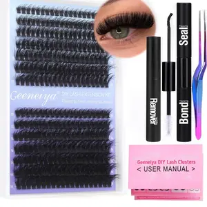 Visit the Store, Geeneiya Geeneiya Visit the Store 4.0  1,278 Geeneiya Fluffy Lash Extension Kit Cluster Eyelash Extension Kit Clusters Individual Lashes Kit with Lash Bond and Seal Glue, Lash Remover, Lash Applicator, User Manual for Beginners(60P+80P,