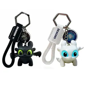 DIYCOM How to Train Your Dragon Night Fury Glow-in-Dark Mini Dragon Keychain, Bag Chains and Charms with Moving Wings, Car Ornament Pendant, Gifts for Christmas & Birthdays