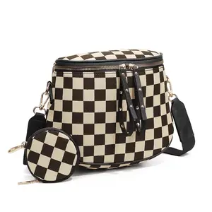 Large Checkered Plaid Crossbody Bags for Women, Bum Bag Sling Purse with Adjustable Strap, Ladies' Saddle Bag with Coin Purse, Girls Fanny Packs, Stylish Urban Minimalist Commuting Lightweight Single Shoulder Women's Bag
