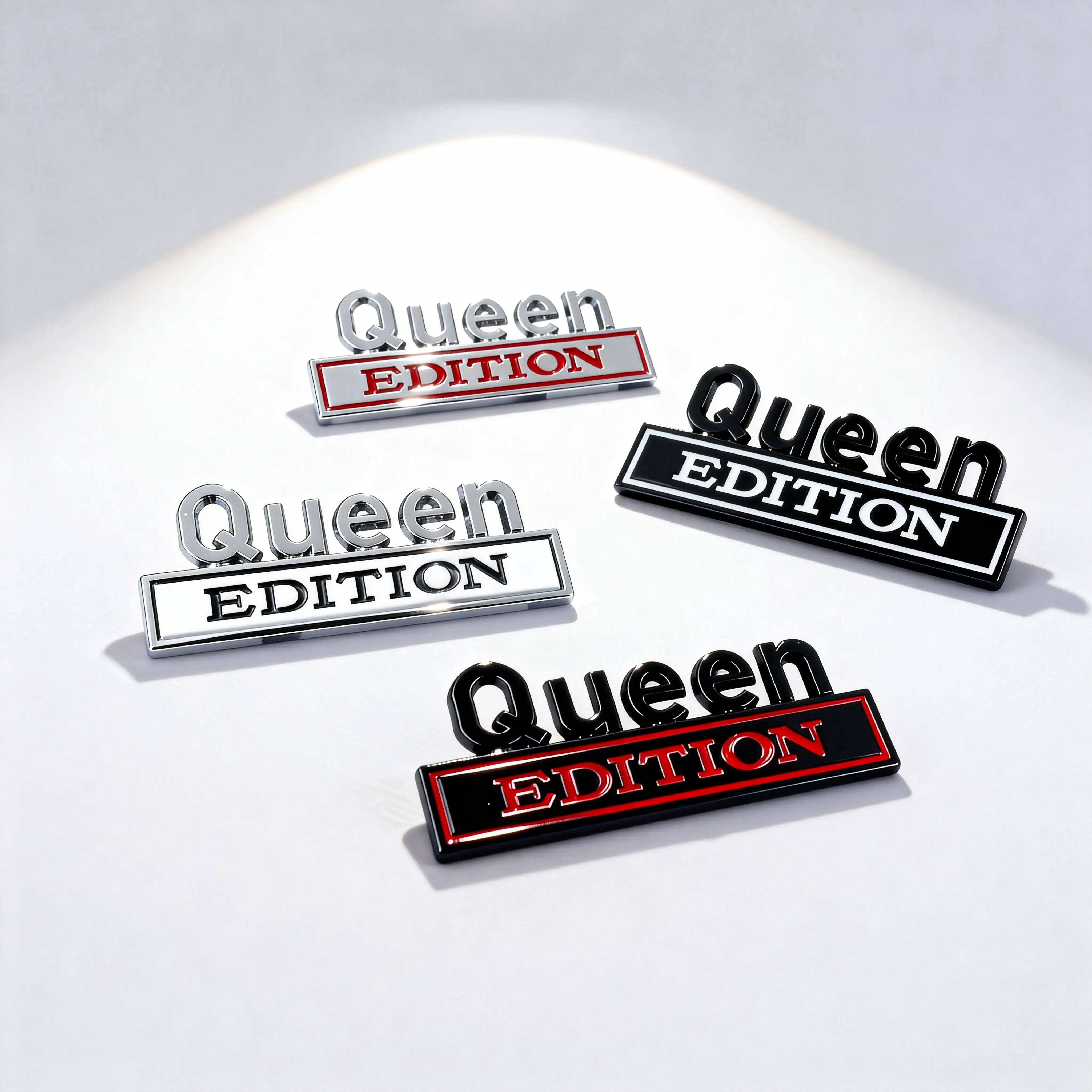 Durable Metal Queen Edition 3D Car Emblem Badge, 3×8cm Queen Logo Auto Sticker, Easy Peel-Stick Car Accessories for Vehicles, Truck SUV Motorcycle, Car Stuff