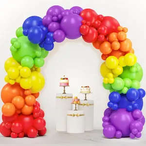 128pcs Rainbow Balloons Garland Arch Kit, 18/12/5 inch 6 color balloon set, for Birthday, Wedding, Rainbow Themed Anniversary, photo booth background, Balloon Arch Backdrop, indoor and outdoor decoration, retirement party