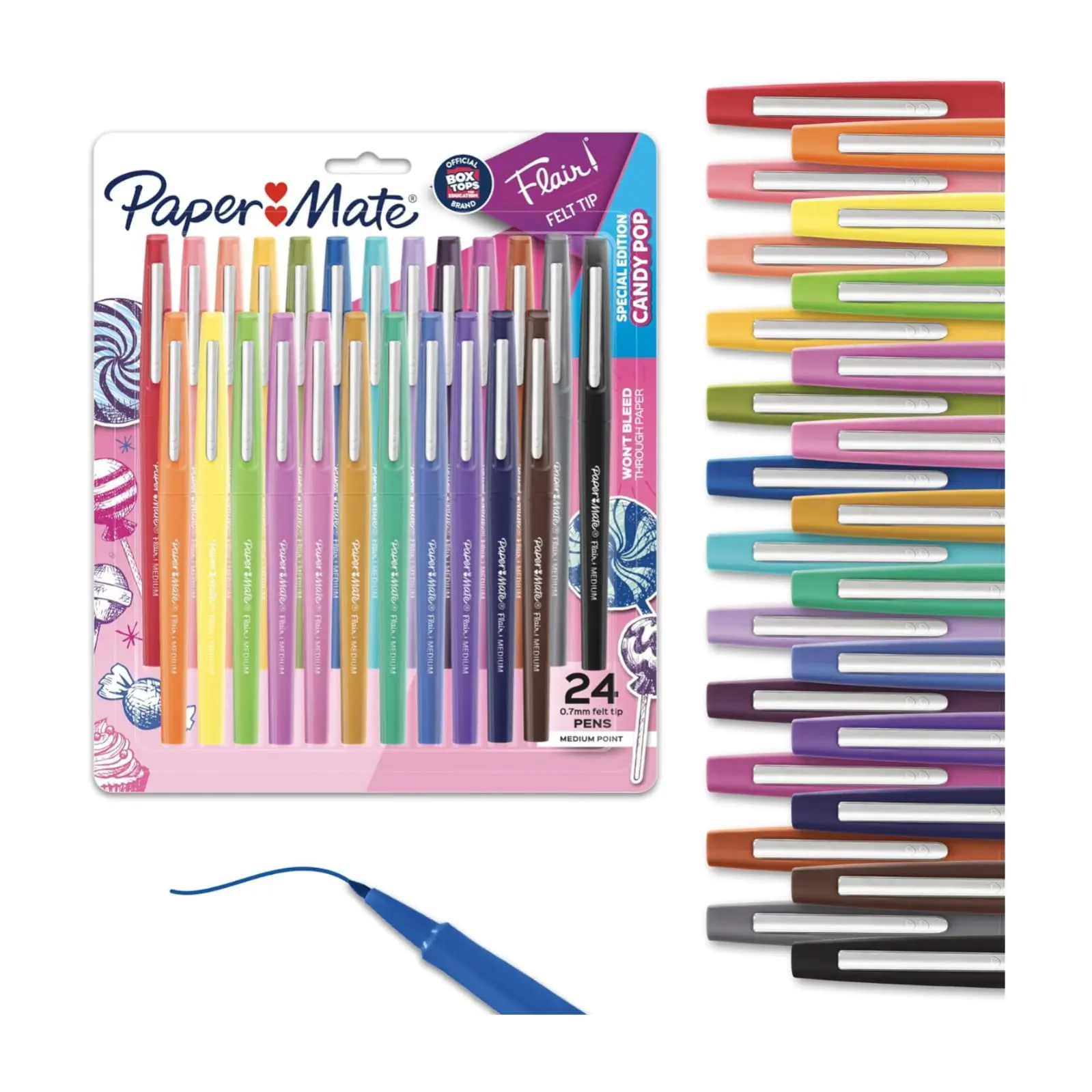 Paper Mate Flair Felt Tip Pens 24 Count, Medium Point 0.7mm Colored Marker Pens for Journaling, Note Taking, School Supplies, Teacher Essentials, Art Projects, Coloring & Office Supplies