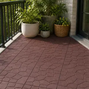 ARCH 12x12 inch Stone Texture Brown Polypropylene Interlocking Decking Tiles, DIY Snap-Together Outdoor Flooring with Drainage & Airflow, Weather-Resistant Pavers for Backyards, Balconies, 44-Tile Box Covers 44 Sq Ft (Fits Basements)