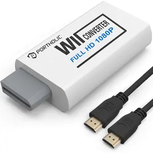 Wii to HDMI Converter 1080P for Full HD Device, Wii HDMI Adapter with 3,5mm Audio Jack&HDMI Output Compatible with Wii, Wii U, HDTV, Monitor-Supports All Wii Display Modes 720P, NTS