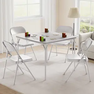 🃏 Game night, anytime! 37" folding PU card table – sets up in seconds, wipes clean, seats 4, Gray