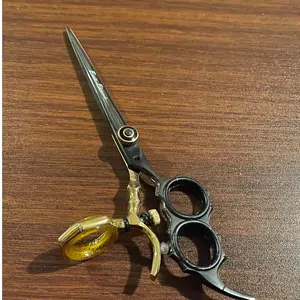 Professional 6.5 Inch Barber Hair Cutting and Styling Shears – High-Quality Stainless Steel Scissor Kit Black and Gold