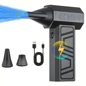 Minifan High-Speed Turbo Fan, Handheld Dust Blower with Adjustable Wind Speed, USB, Button Control, Ideal for Dust, Charcoal, Leaves, Camping, Computer/Keyboard Cleaning