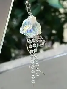 Jellyfish Phone Keychain for Men Women, Clear Marine Design Fashion Keyring All-Match Birthday Accessory Glamorous Zircon Handmade Timeless Luxury Party Band Romantic Crystal Stunning Engagement Stacking Her Love
