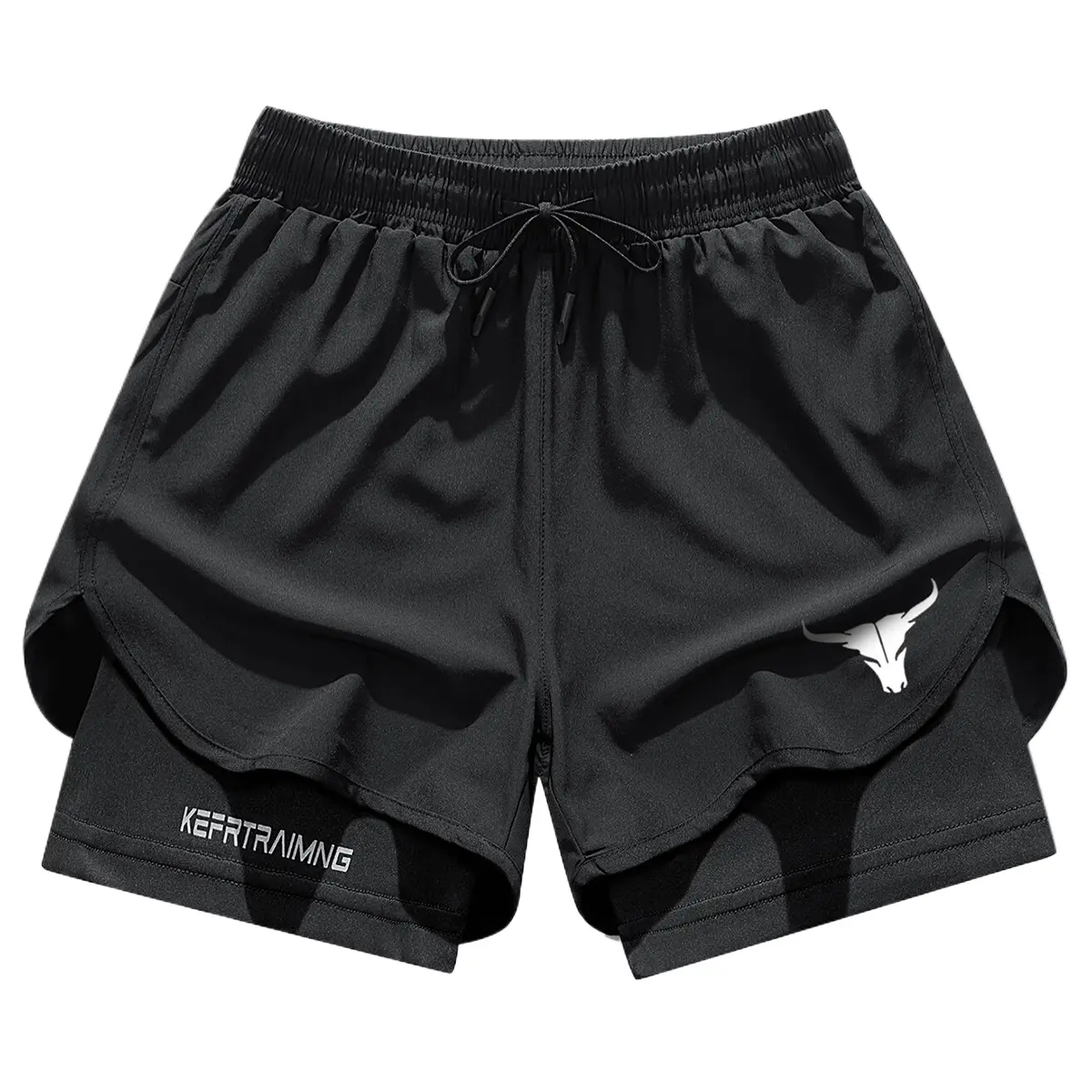 Men's stylish printed pattern sports shorts with side pockets, elastic waistband, lightweight stretch fabric, suitable for running and casual wear - compression shorts | Gray, running shorts | Fashion sports shorts | Comfortable fit