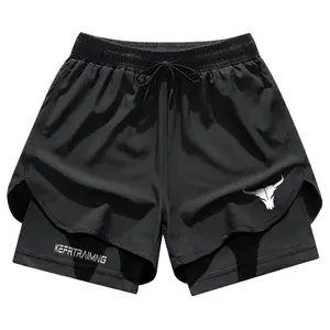 Men's stylish printed pattern sports shorts with side pockets, elastic waistband, lightweight stretch fabric, suitable for running and casual wear - compression shorts | Gray, running shorts | Fashion sports shorts | Comfortable fit