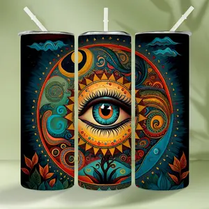 1pc, Evil Eye Tumbler With Lid And Straw, 20oz Stainless Steel Water Bottle, Insulated Straight Water Cups, Summer Winter Drinkware, Outdoor Travel Accessories, Valentine's Day Gifts