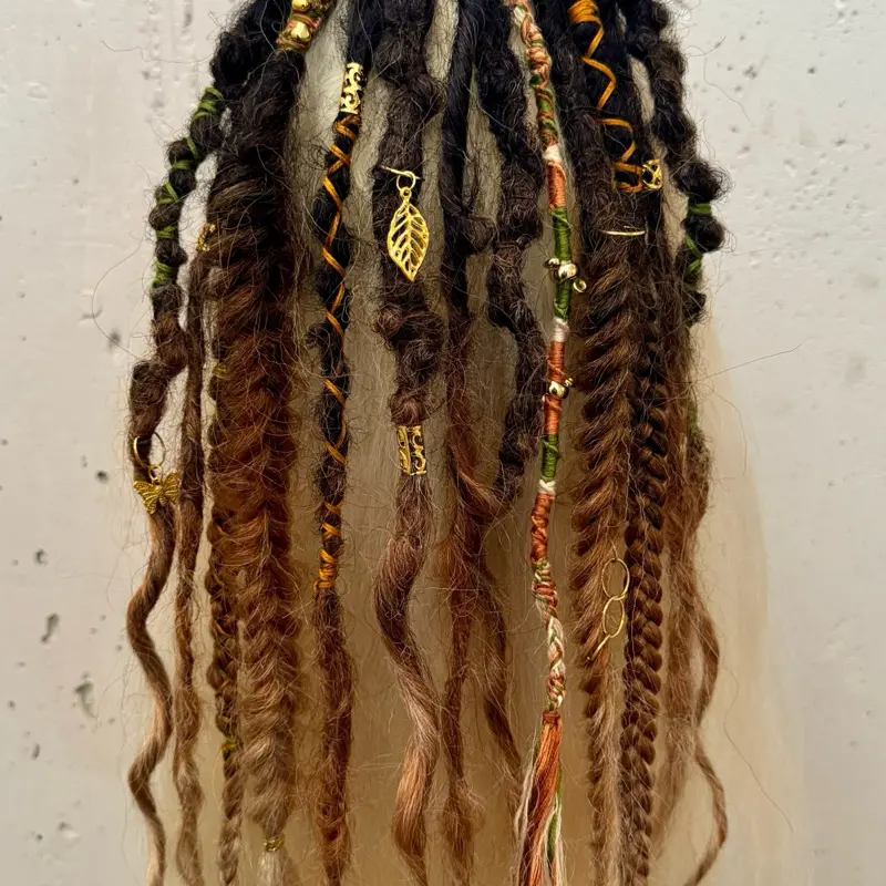 Handmade Dreadlock Hair Tie - Boho Ponytail Wrap, Faux Loc Accessory, Ready to Ship, 1-of-a-Kind