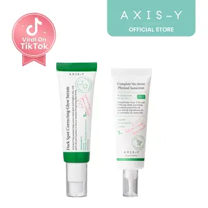 AXIS-Y Infinity Glow Set - Dark Spot Correcting Glow Serum + Complete No-Stress Physical Sunscreen Vegan Korean Skin Care Bundle