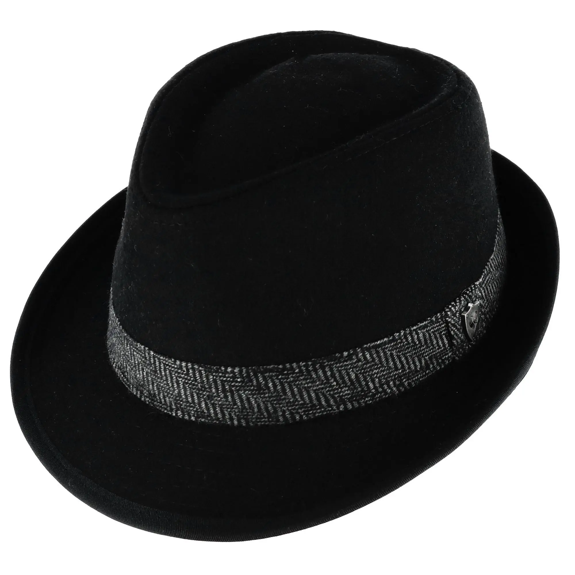 ASCENTIX Men's Vintage Wool Blend Fedora, All-Season Dress Hat with Herringbone Band for Ceremony, Formal Hat