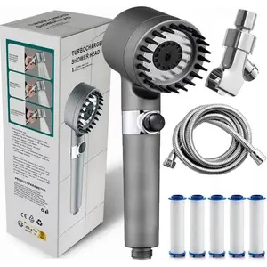 2026 NEW Ion Drops Filtered Shower Head Kit - High Pressure Handheld with 59in Hose, No-Drill Bracket & 5 Replacement Filters - 3 Spray Modes for Soft Skin & Hair, Ideal for Hard Water softener filter bead brush massaging