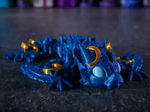 3D printed articulated Lunar Dragon wyvern 3D Printed Flexi Fidget Sensory Toy for ADHD- perfect desk companion and room decor for dragon fans