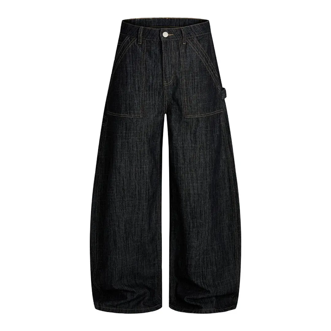 Inflation Men's Oversized Dark Wash Wide-Leg Carpenter Jeans - Loose Casual Workwear Menswear with Vintage Streetwear Relaxed Fit, Baggy Jeans, Men's Pants, Denim, Street Wear