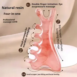 Multifunctional Meridian Comb, Four-In-One Massage Tool for Scalp, Eyes, Face, Resin Material, Smooth and Comfortable