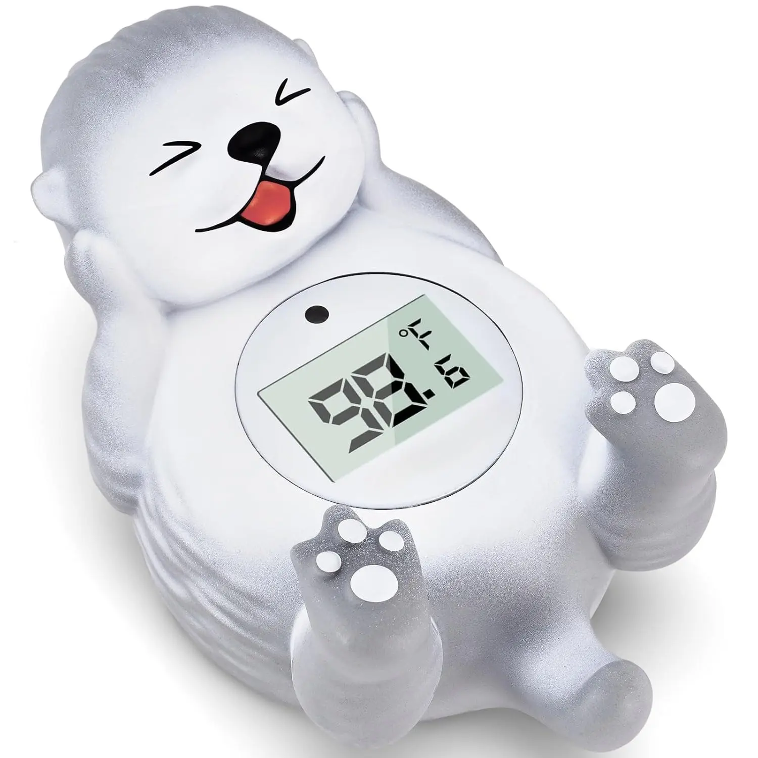 X-TBT77 Baby Bath Thermometer, Cute Otter Floating Water Thermometer for Newborns & Infants, Safe and Accurate Room and Bathtub Temperature Monitor, Grey, Auto On/Off