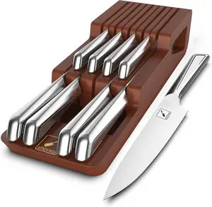 imarku Knife Set, 10 PCS Drawer Knife Set, Kitchen Knife Set with Wooden Drawer Organizer,,Ultra Sharp Chef Knife Set, Gifts for Women Men