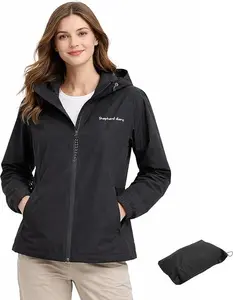 Rain Jacket Women Waterproof Packable Raincoats With Hood Lightweight Windbreaker For Travel Hiking