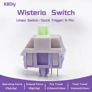 KBDiy Wisteria Keyboard Switch for Mechanical Gaming Keyboard, 5-Pin 39gf Linear Switches (35pcs)