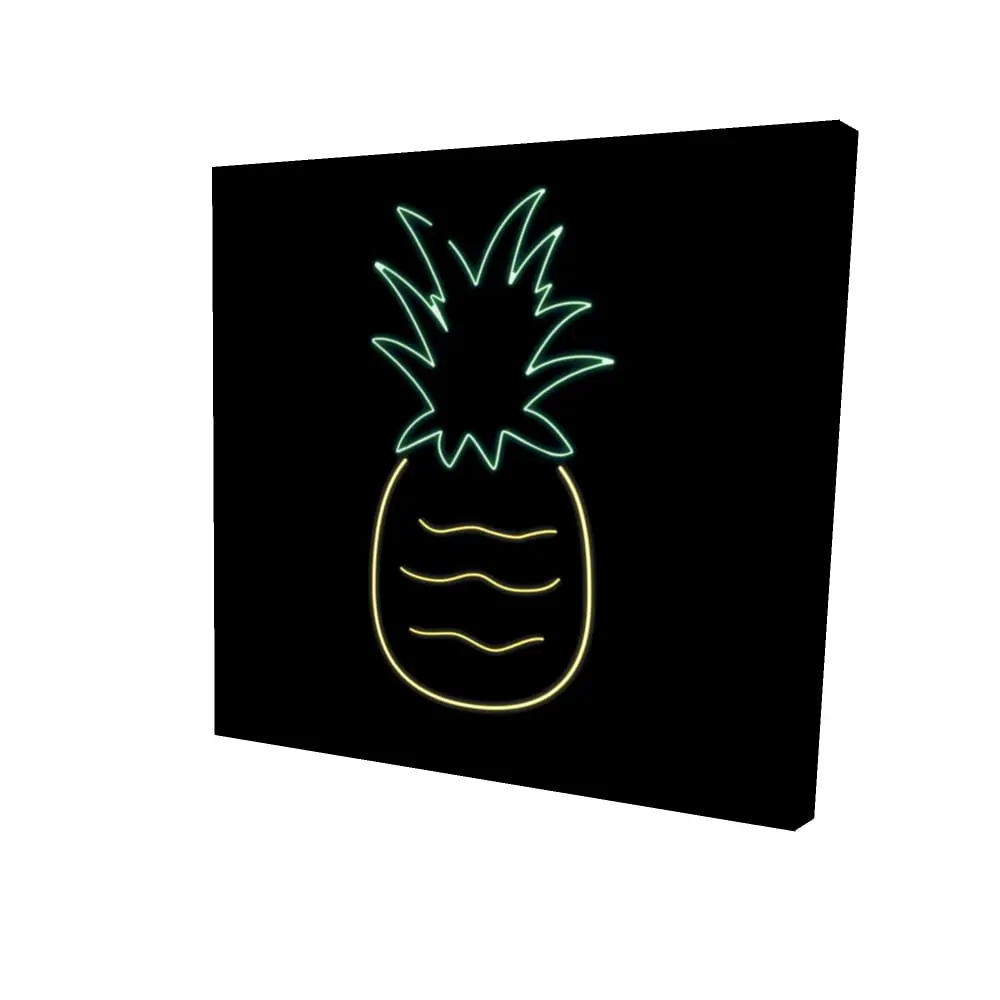 8x8 in. Luminous Tropical Neon Pineapple Wall Print with 360-Degree Stand, Standard Contemporary Nature Art, Home Inspo Exotic Room Decor, High-Def Posters & Prints Home Supply, Contemporary Art, Tropical Fruit