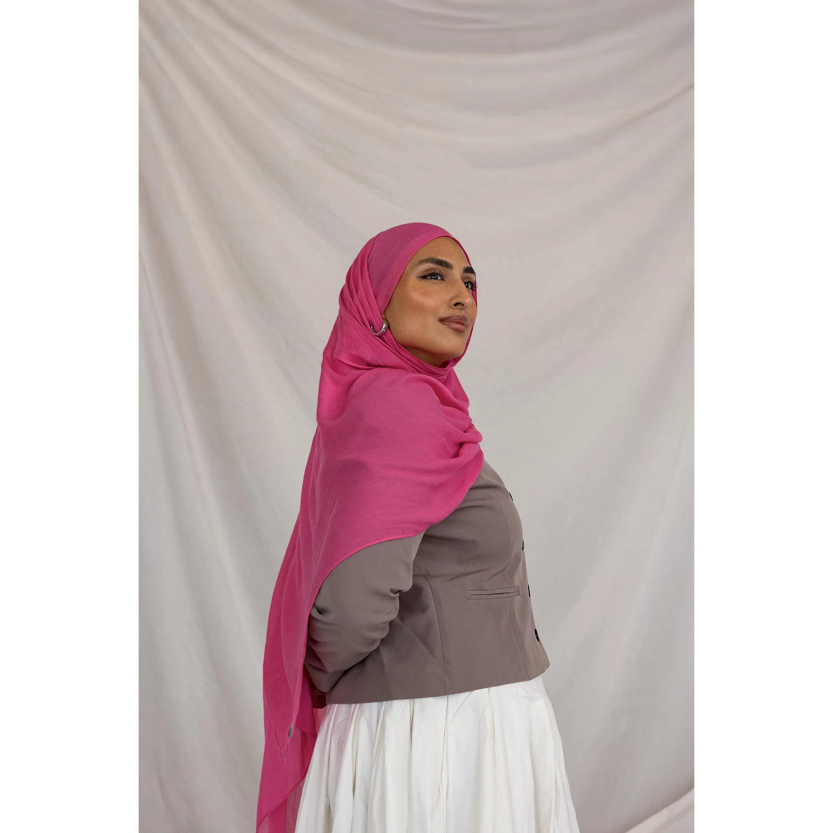 VELA Rose Wave Pink Solid Modal Hijab | Lightweight Woven Fabric for Effortless Layering and Muslim Fashion, Hijabi Fashion, Square Scarf, Gentle Drape, Comfy All Day, Hand Wash Only