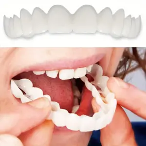 [2pc White Denture] 2-piece Comfortable White Denture Veneer Set | Upper And Lower Denture Accessories, Suitable For Both Men And Women Oral Whitening