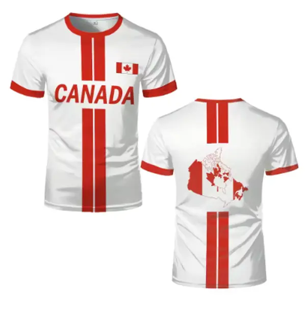 Canada Flag 2026 Style Printed Jerseys Men's And Women's Summer Street Short-sleeved Tee Sports Breathable Quick-drying Football T-shirts