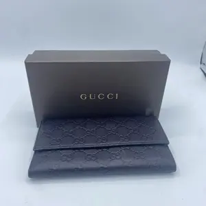 Pre-owned leather Small Leather Goods GUCCI Trifold Wallet GG Brown