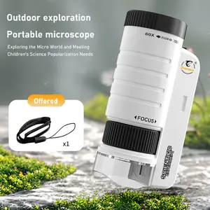 60x-200x LED Illuminated Pocket Microscope Portable STEM Toy for Students Ideal for Science Labs and Home Use with Clear Magnification and LED Illumination