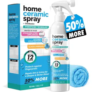 [12 Oz] Home Ceramic Coating Spray Kit - Shine, Seal & Protect Kitchen & Bath Surfaces - High Shine - Repels Stains & Grime Effortlessly - Use on Stainless Steel, Sinks, Countertops, Glass & More