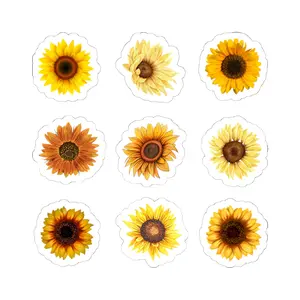 Sunflower Flower Sticker Sheet, 9 pack, Crafting, Scrapbooking, Cardmaking, Autumn Decor, Summer and Fall Harvest Celebration Stickers