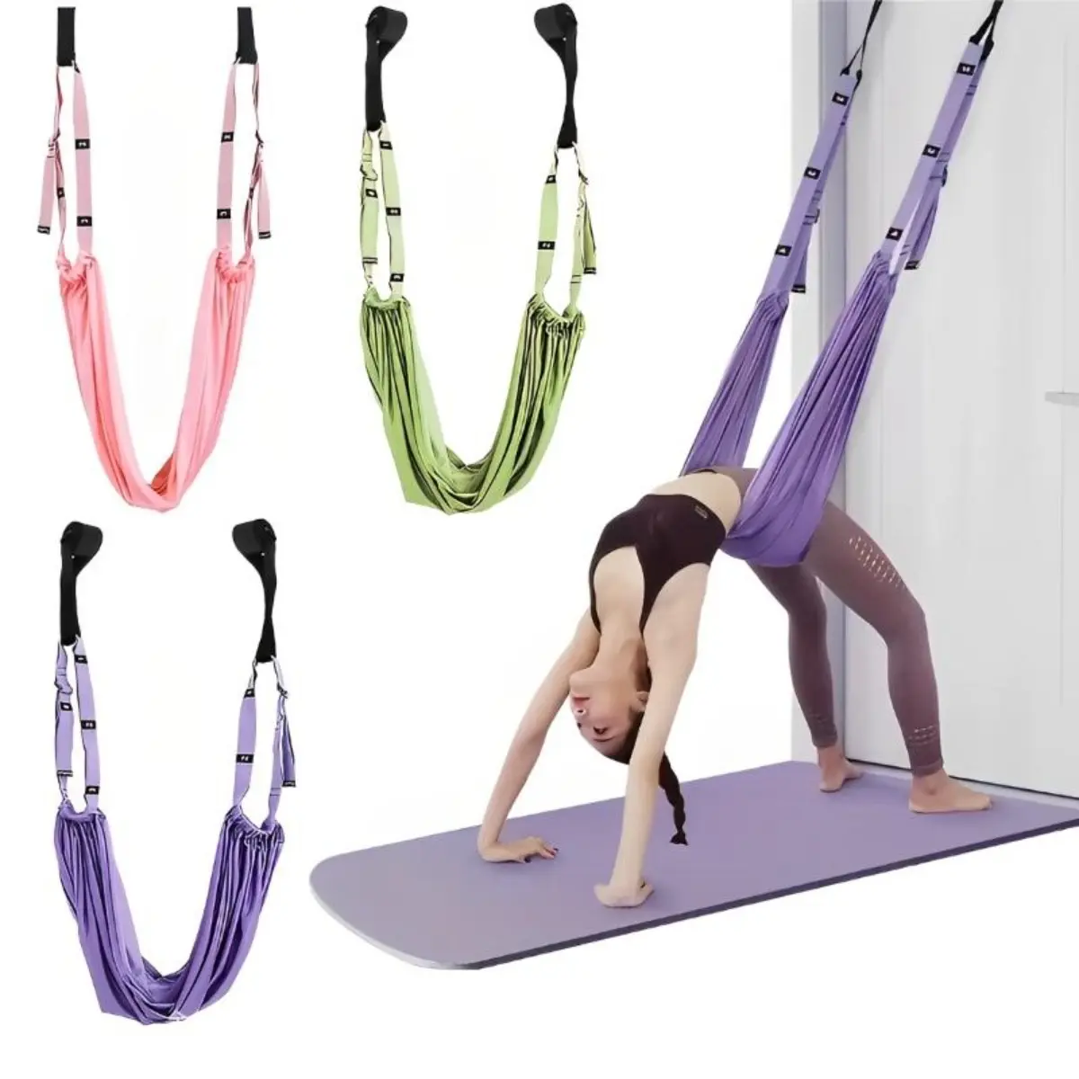 Aerial Yoga Hammock, Multifunctional Soft Fabric Swing for Dancers and Pilates, Adjustable Inversion Equipment for Home & Gym with Storage Bag, Portable Pilates Equipment, Multifunctional Pilates