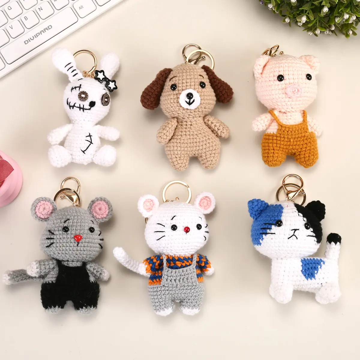 Crochet Zodiac Animal Keychain, Soft Yarn Plush Bag Charm, Collectible Handmade Fashion Accessory for Keys and Backpacks, Keychain Collectibles, Key Charms, Crochet Amigurumi Keychain
