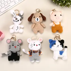 Handmade Crochet Zodiac Animal Keychain, Knitted Plush Bag Charm, Soft Yarn Doll Pendant Decorative Accessory for Keys, Backpack, Purse, Ideal Gift for Daily Use