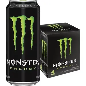 Monster Energy Original Green Energy Drink 16 fl oz Cans 4 Pack Classic Boost Beverage with 160 mg Caffeine Taurine Ginseng & B Vitamins Sport Flavor