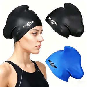 [Summervibes]Swim Cap Long Hair 2 Pack Swimming Caps for Women Silicone Swim Caps Keep Hair Dry Waterproof Comfortable Flexible Durable Bathing Cap Tear-Proof Design Large Women Adult Swimming Cap 10+ Years Girls