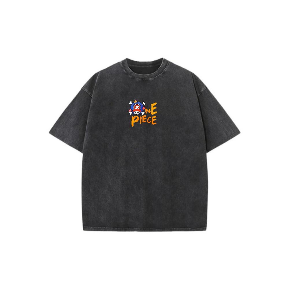 Vintage Washed One Piece Tony Tony Chopper Anime Graphic T-Shirt Distressed One Piece Chopper Oversized Streetwear Cotton Tee Retro Anime One Piece Chopper 3D2Y Crew Neck Casual T-Shirt good