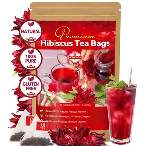Premium Organic Hibiscus Tea Bags 100 Count Eco-Conscious Caffeine Free Gluten Free Natural 100% Pure Vegan