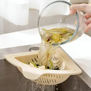 2pcs triangular magnetic sink drain baskets, food filter, drainage basket, household kitchen filter, easy to clean, easy to install