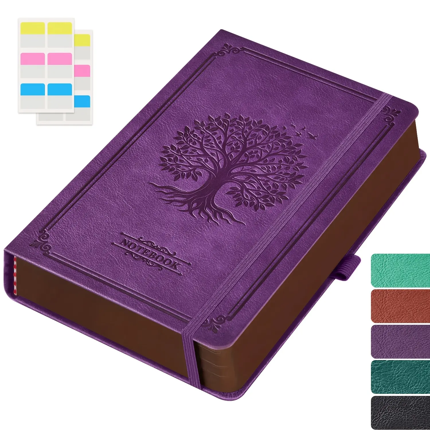 Vintage Leather Notebook Journal | 320 Pages Lined Notebook with Tree of Life Print, 100GSM Thick Paper, Inner Pocket, A5 Hardcover, Matte Finish, English Language, Great Christmas Gift for Business & School, Size 5.6" x 8.3"