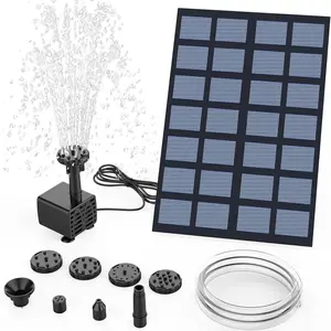 Solar Powered Garden Sprinkler, 1 Set Outdoor Solar Fountain with 6 Nozzles & 4 Feet Water Pipe, DIY Solar Fountain Water Pump for Garden, Fish Tank, Pond & Swimming Pool