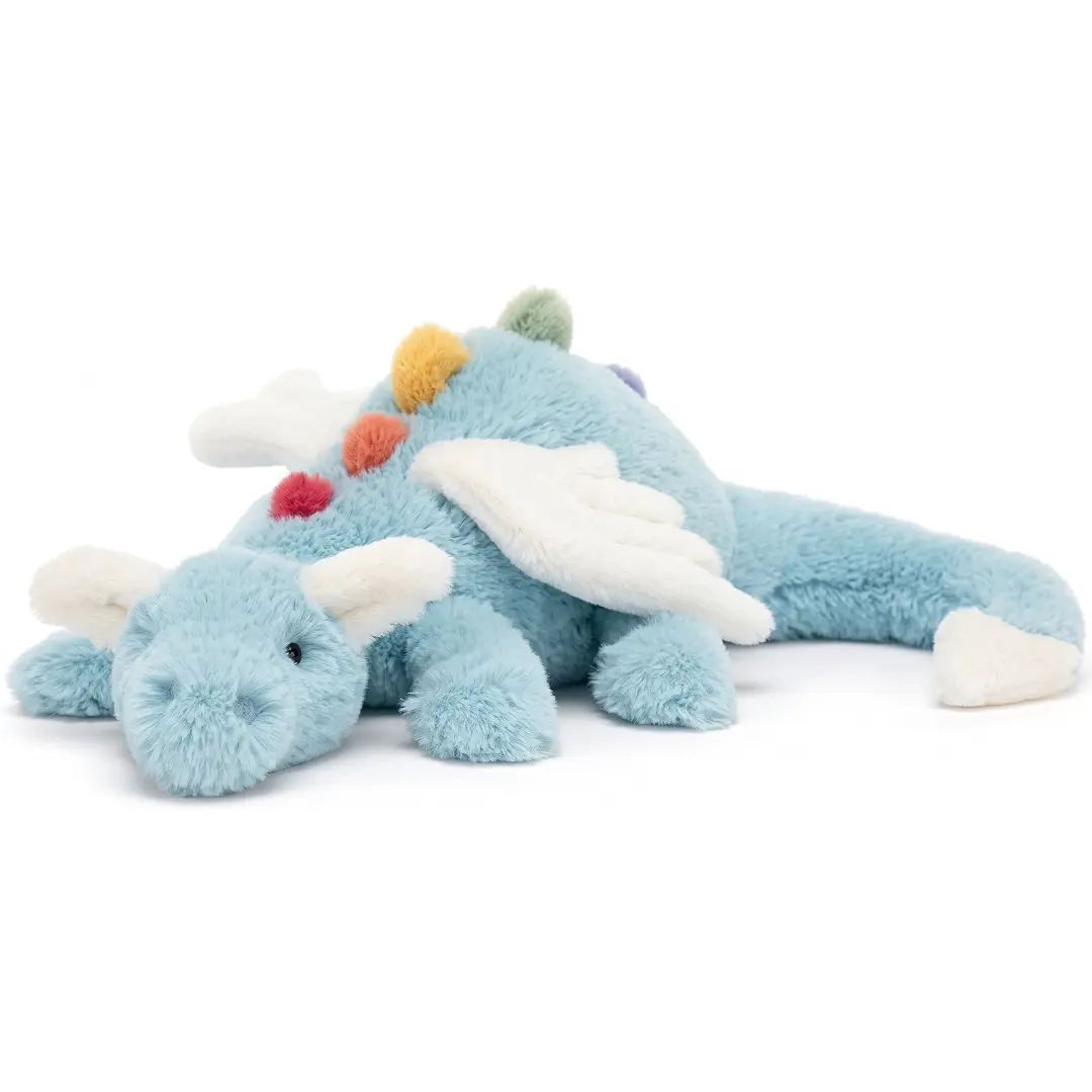 Jellycat Sky Dragon Plush Large | Rare Rainbow Pastel Dragon Stuffed Animal | Soft Blue Mythical Creature for Nursery & Kids Gift | 20" Long